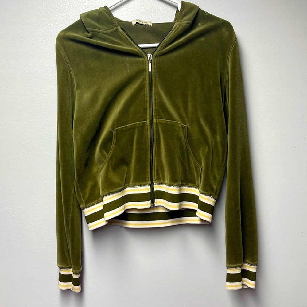 Vintage 90’s Sirens Green Velvet Zip Up